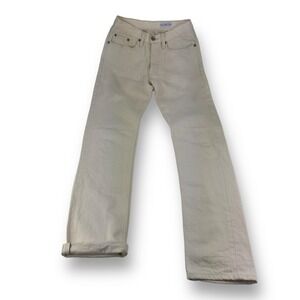 Gustin Cream Straight Raw‎ 5 Pocket Selvedge Cotton Jeans Mens Size 28x33